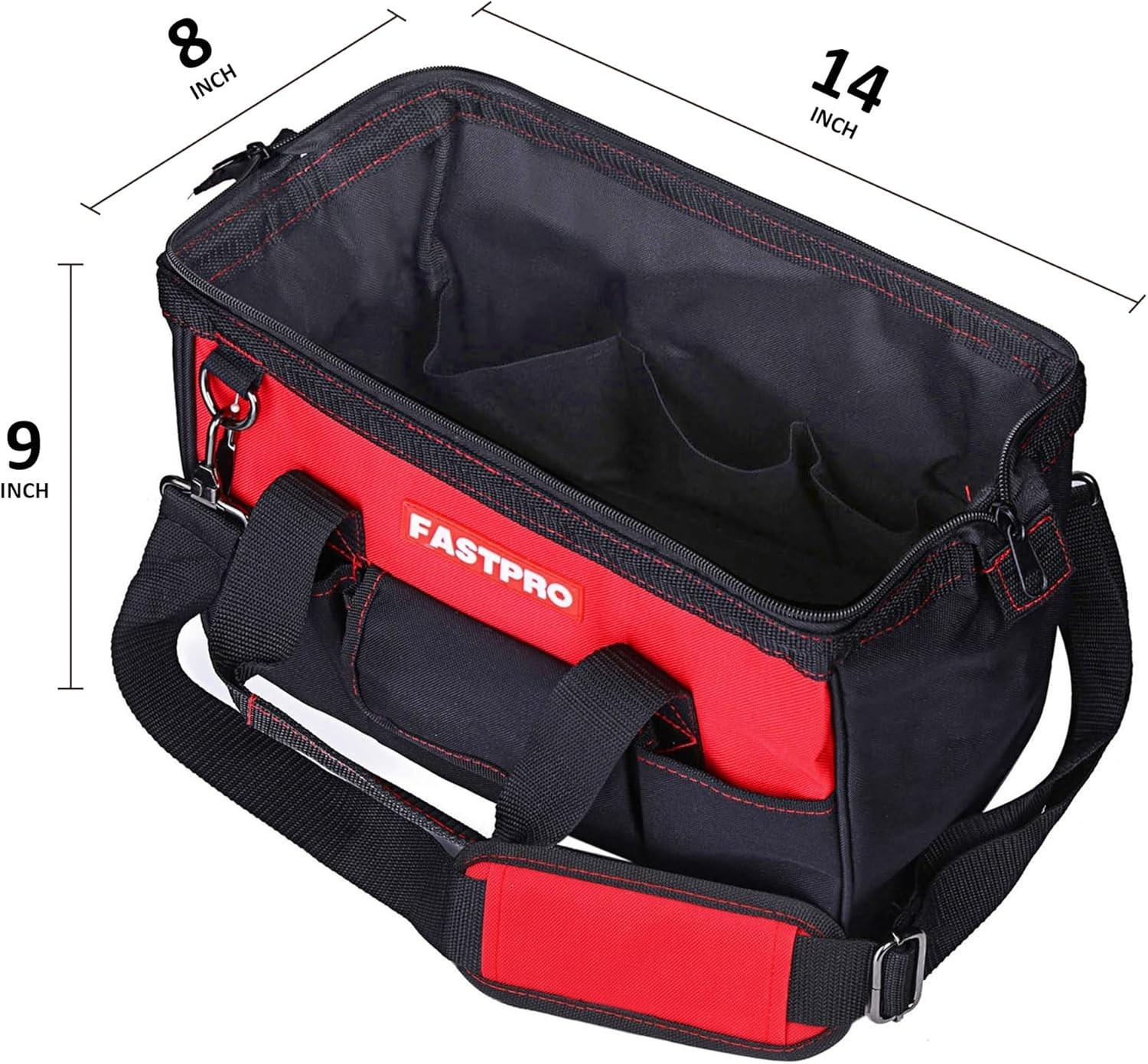 Compact 14-Inch Black & Red Tool Organizer – Zip-Top for Maximum Accessibility