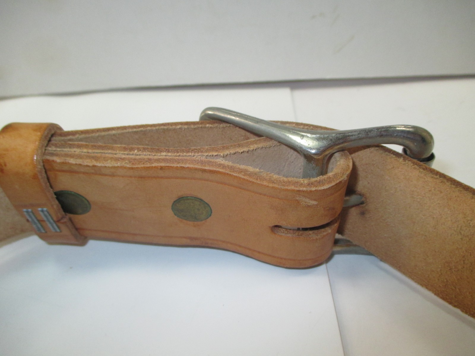 KLEIN TOOLS 5165~10-POCKET -TAN LEATHER TOOL POUCH & 5207-L BELT~TAPE THONG~USA