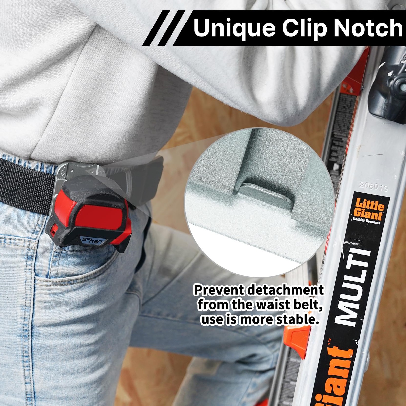 Tape Measure Holder Drill Holder For Tool Belt Fits 1.75 2 Inch Silver