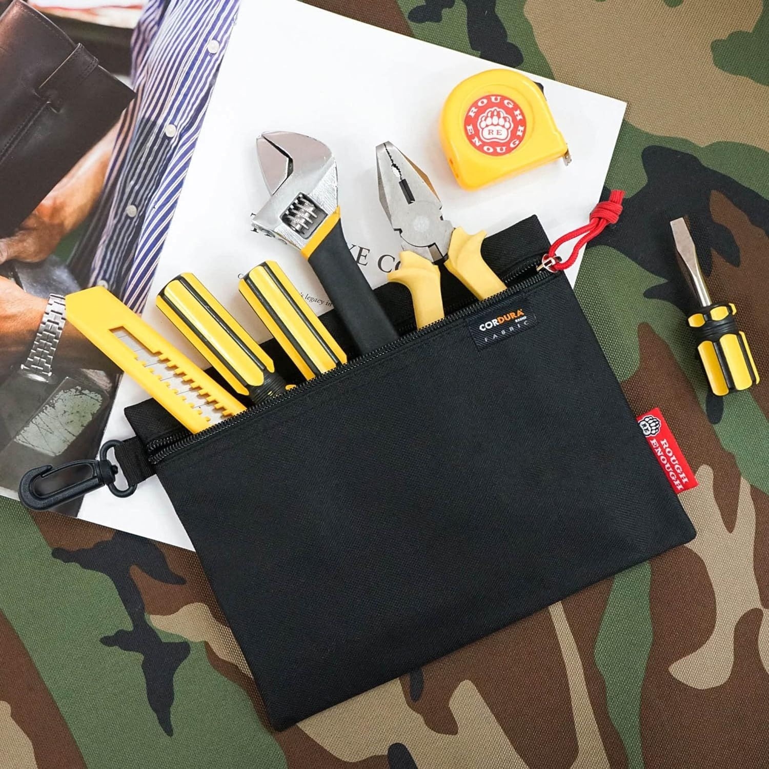 Rough Enough Small Tool Pouch Bag Utility Tools Small, Black, Red, Camo