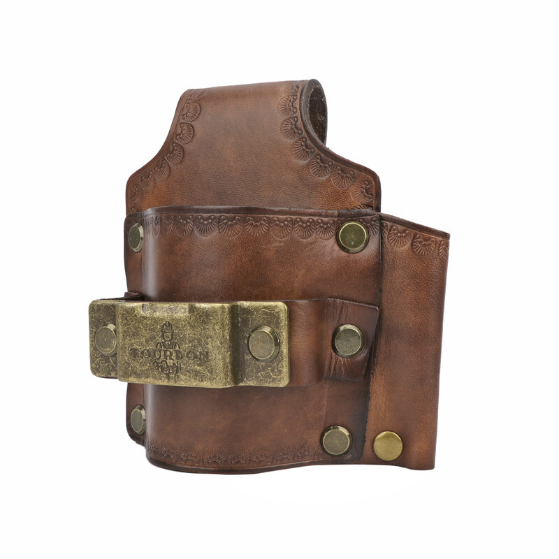TOURBON Genuine Leather Tools Belt Pouch Hammer Holster Tape Measure EDC Holder