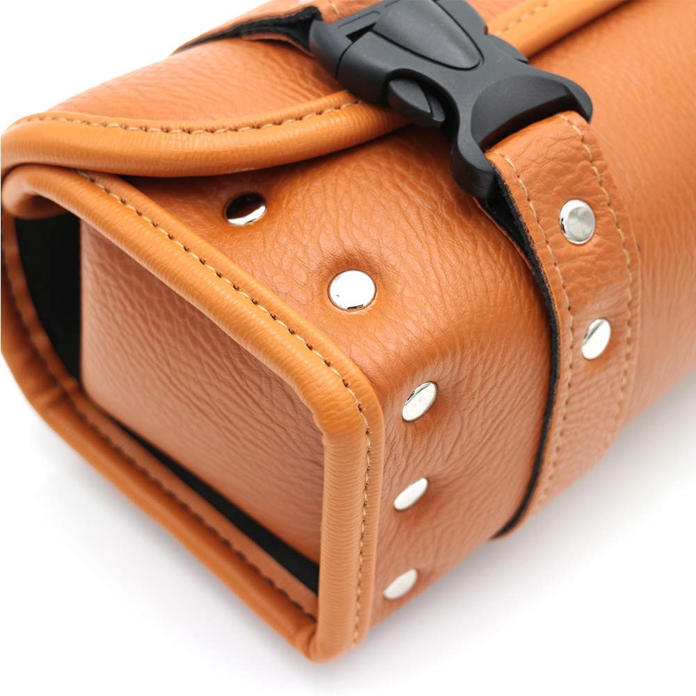 Motorcycle Handlebar Bag, Brown PU Leather, 11.8 x 3.9 x 4.3 inches, 1.5L, 3 …