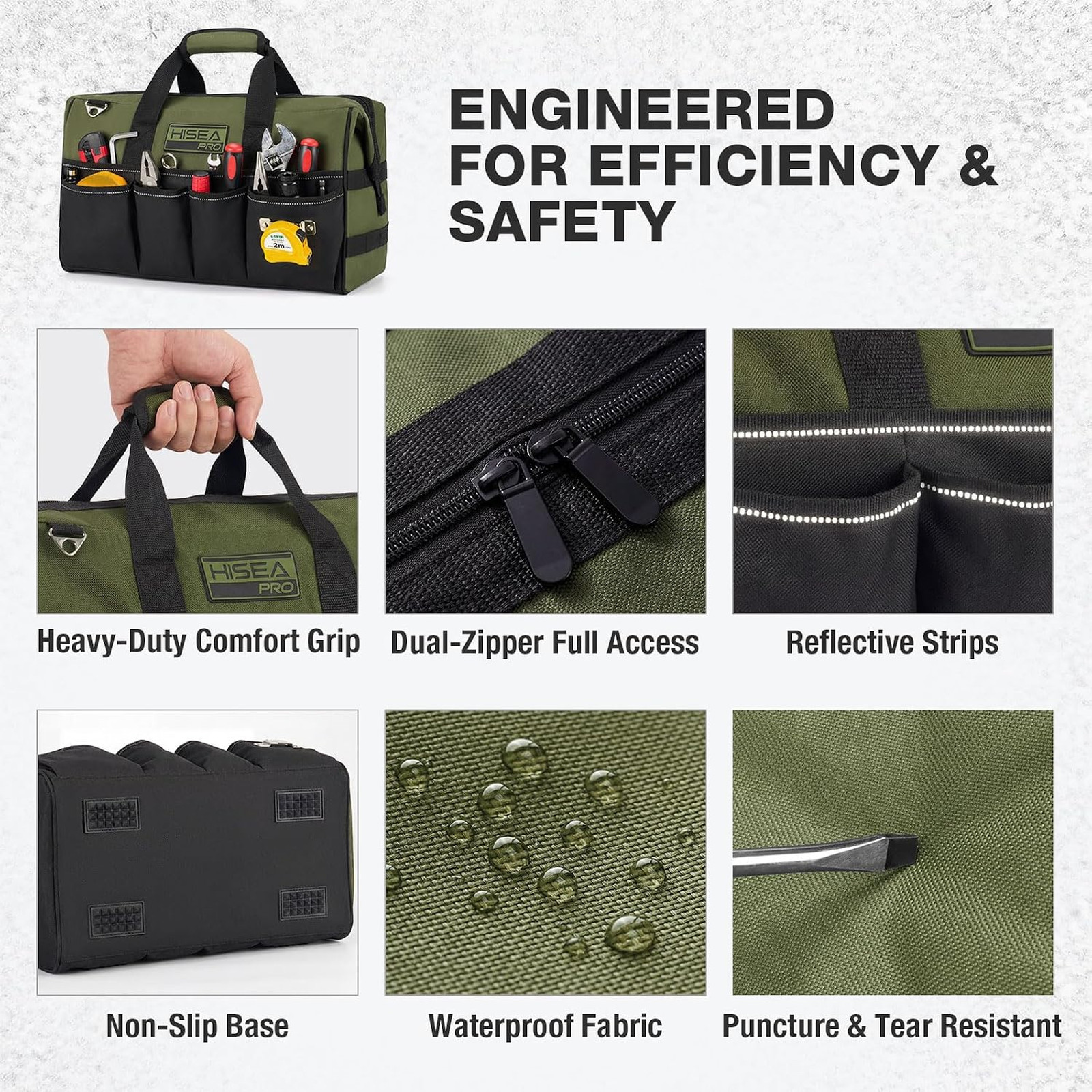 Tool Bag Heavy Duty 20 Pockets Waterproof 16 Inch Organizer Electrician