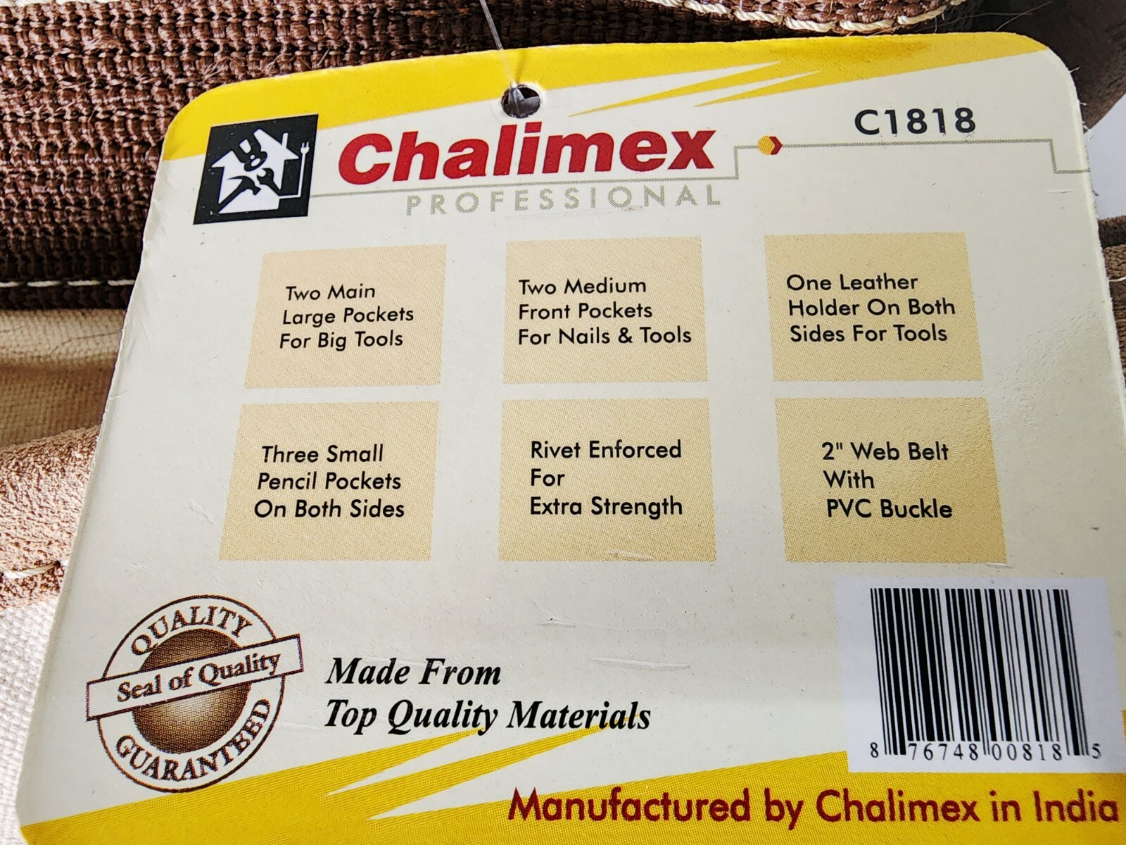 Chalimex C1818 Double Pocket Tool Belt Apron Canvas and Leather