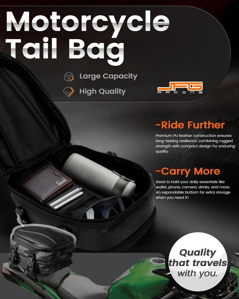 Motorcycle Tail Bag,Universal 11.5L Multifunctional Rear Seat Luggage Bags for M