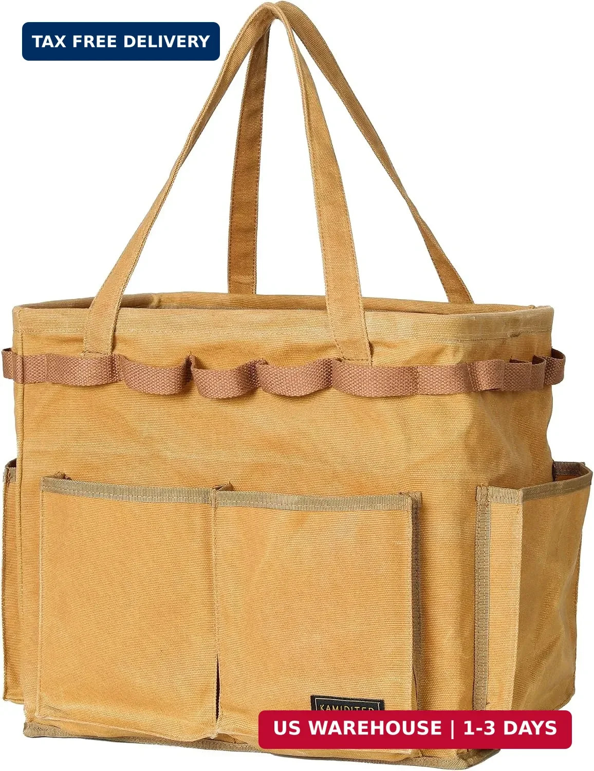 Water Resistant Gardening Tool Bag with Handles – 6 Pockets Utility Self-Standin