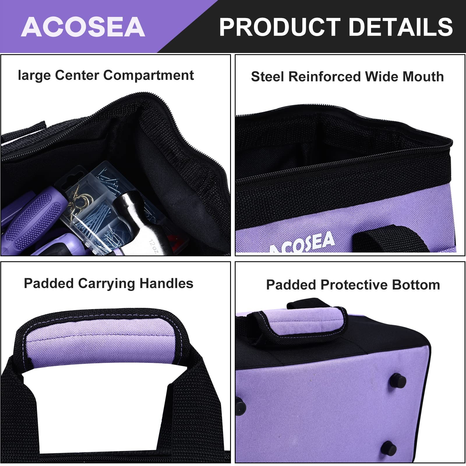 13 Inch Purple Tool Bag