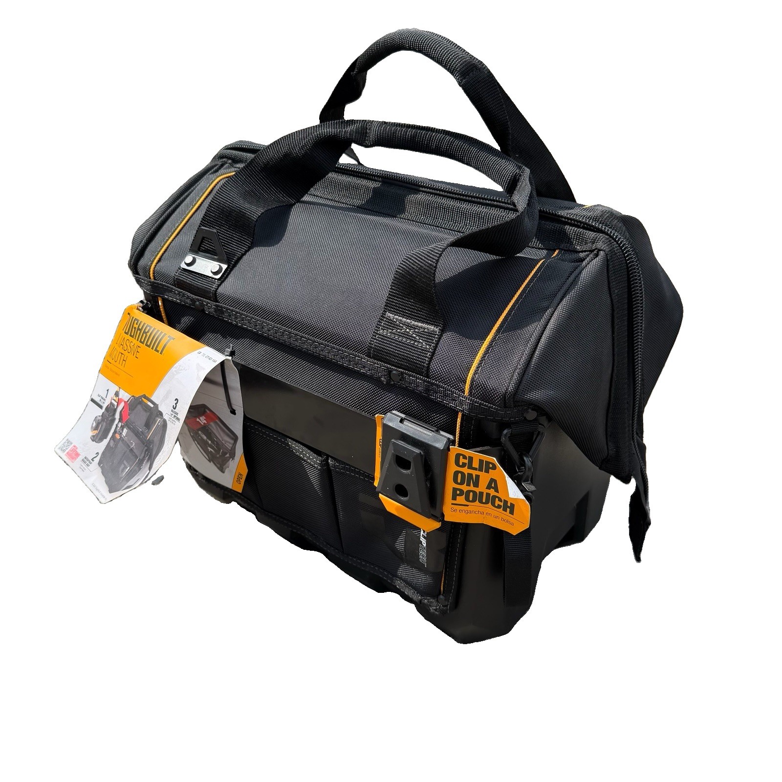 ToughBuilt L Massive Mouth Black Waterproof Storage Clip Pouches Tool Bag NEW