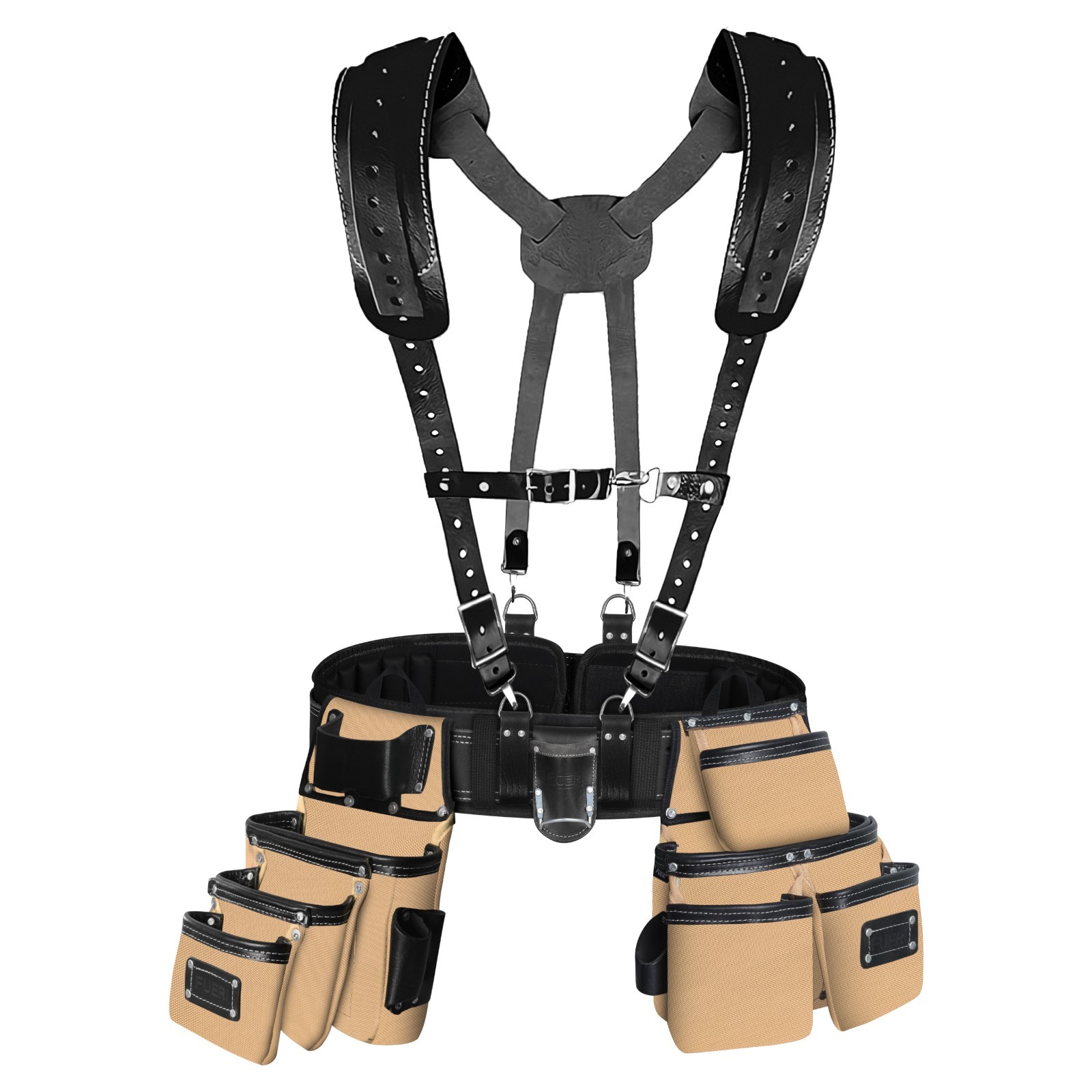 FUERI Electricians Heavy Duty 26 Pocket Leather Nylon Tool Belt Bag Carpenter