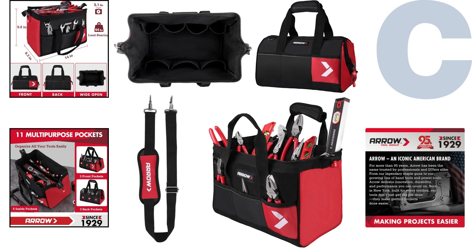 Spacious 14″ Tool Carrier for Mechanics & Case with Durable Oxford Fabric Design