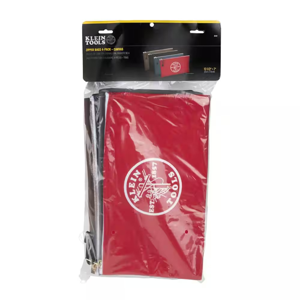 Zipper Bags, Canvas Tool Pouches Brown/Black/Gray/Red, 4-Pack