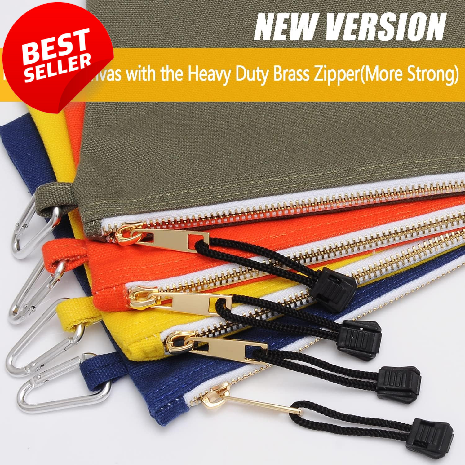 Canvas Zipper Tool Bag Heavy Duty Utility Pouch Carabiner Clip 4 Pack – US