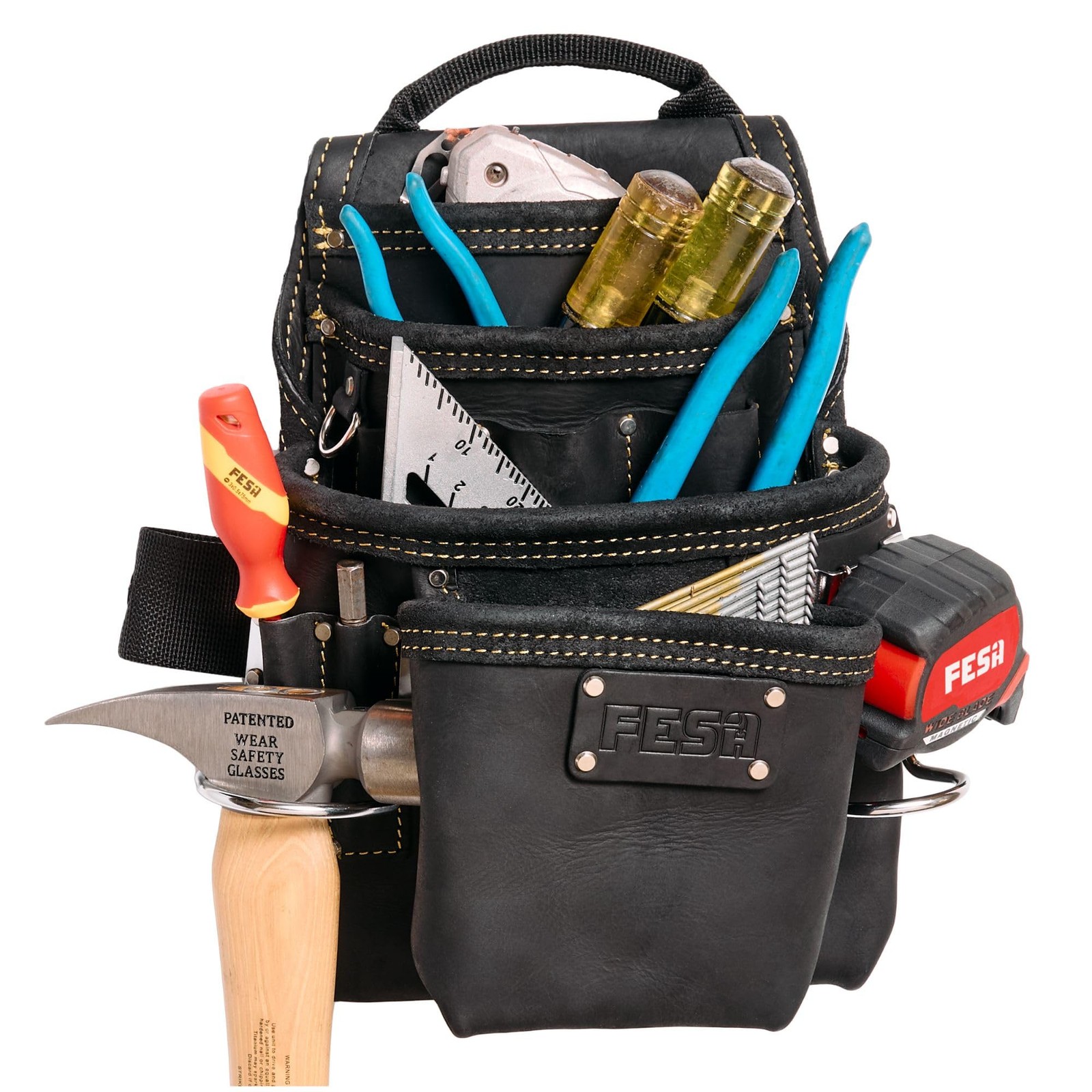 10-in-1 Leather Carpenter Tool Pouch – Provides 10X Tool Capacity