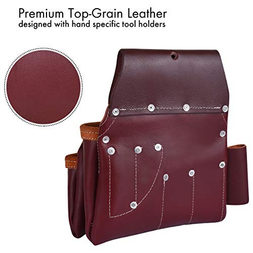 Leather Tool Belts for Men, Heavy-Duty Durable Carpenter Tool Maroon Tool Belt