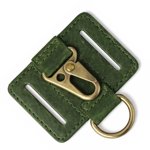 Heavy Duty EDC Leather Key Ring Keychain Holder with Belt Loop, Key Fob Green