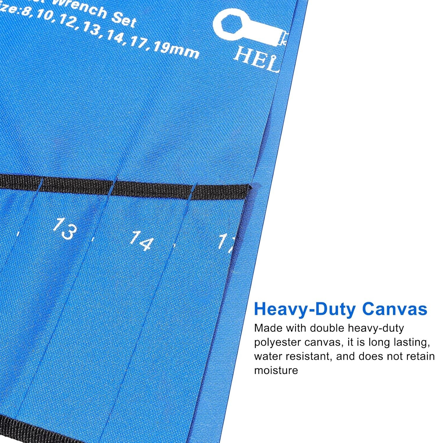 20 Pockets Metric & SAE Wrench Tool Roll Up Pouch Utility Heavy Duty Canvas Tool