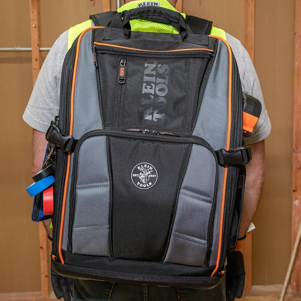 Klein Tools 62482 Tool Backpack, Tool-Station Pro Heavy-Duty Organizer with 27 P