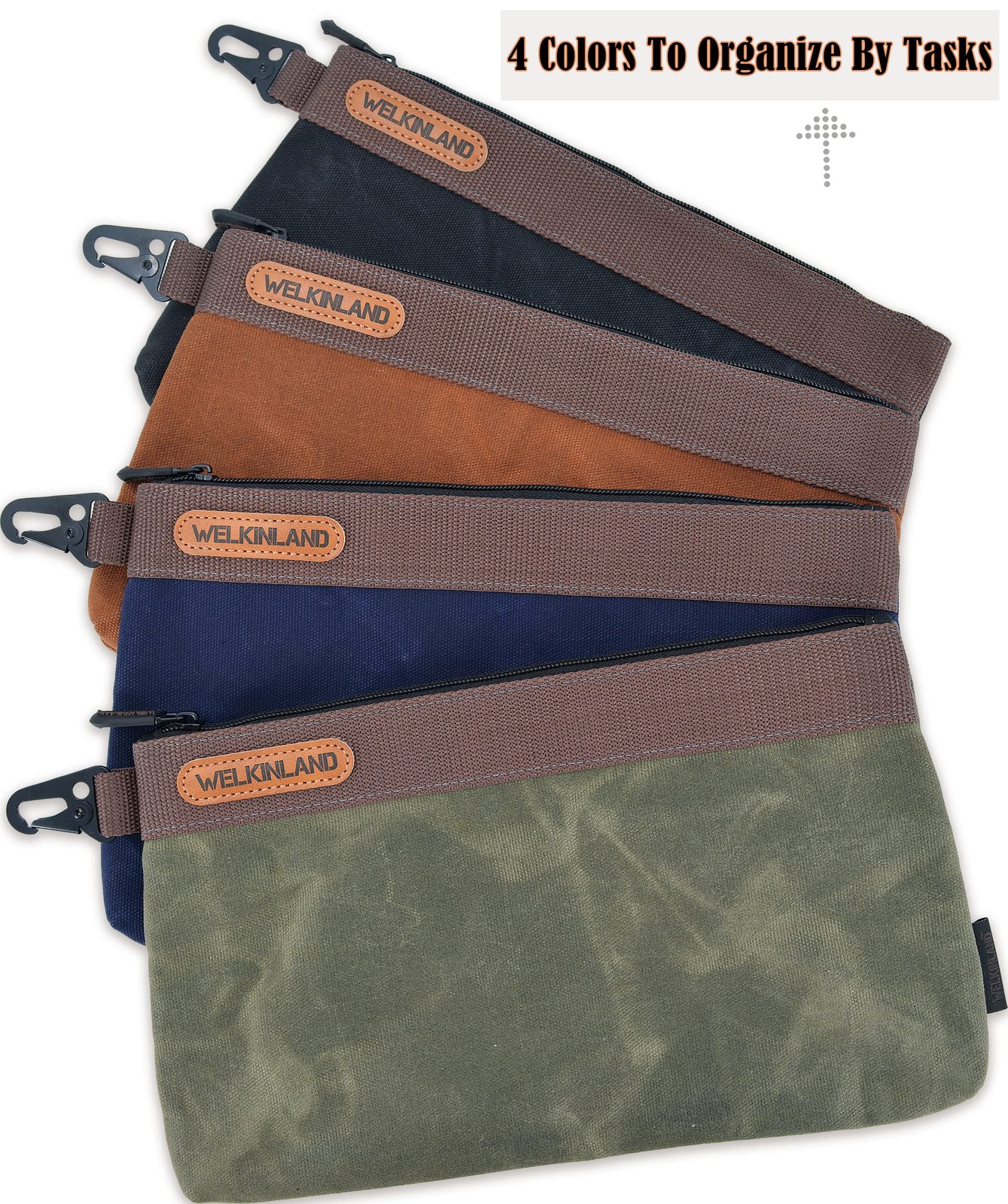 WELKINLAND Heavy-Duty Canvas Tool pouch, 4PCS Tool pouches, 12 Tool pouch, Waxed