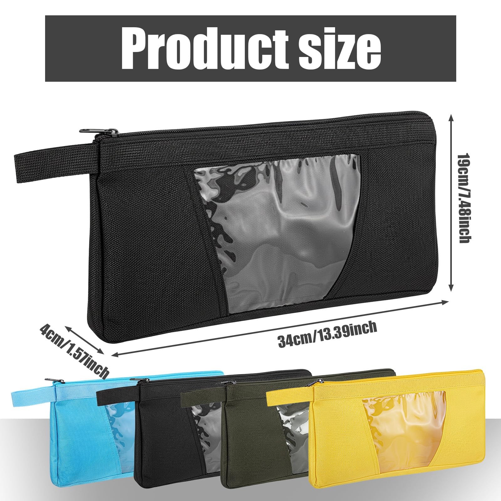 5 Pack Tool Pouch with Clear Window, 12inch Heavy Duty Canvas Tool Bag Organi…