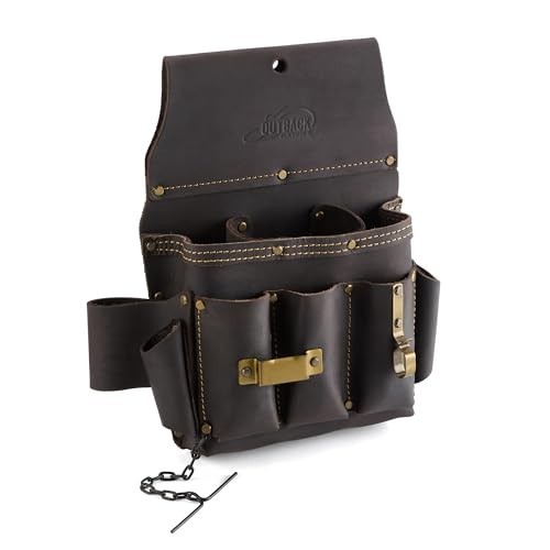 Full Grain Leather Tool Pouches – Double Stitching, Rivet Reinforced Pockets, Du