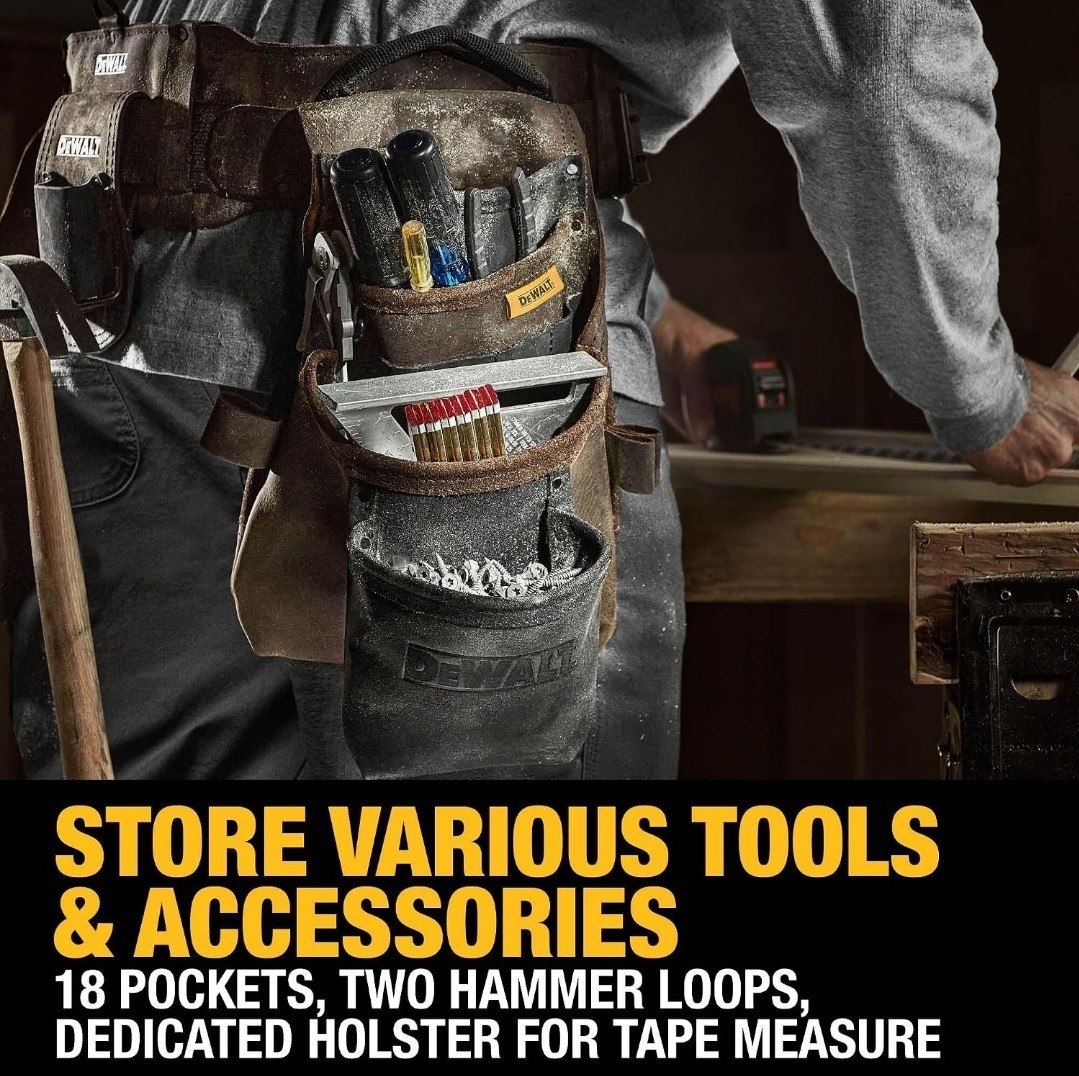 DeWalt DWST550113 Leather Tool Rig Heavy Duty Multiple Pockets Adjustable Belt