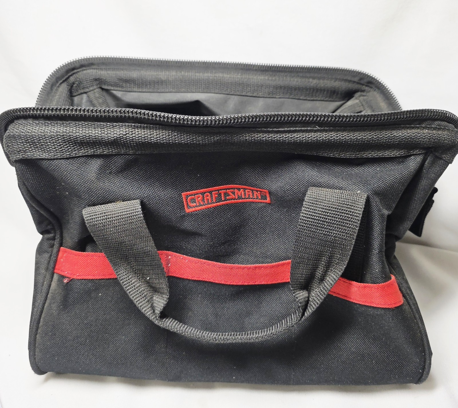 Craftsman Zippered Wide Mouth Tool Bag Black & Red 12 x 9 x 8″ Collapsible
