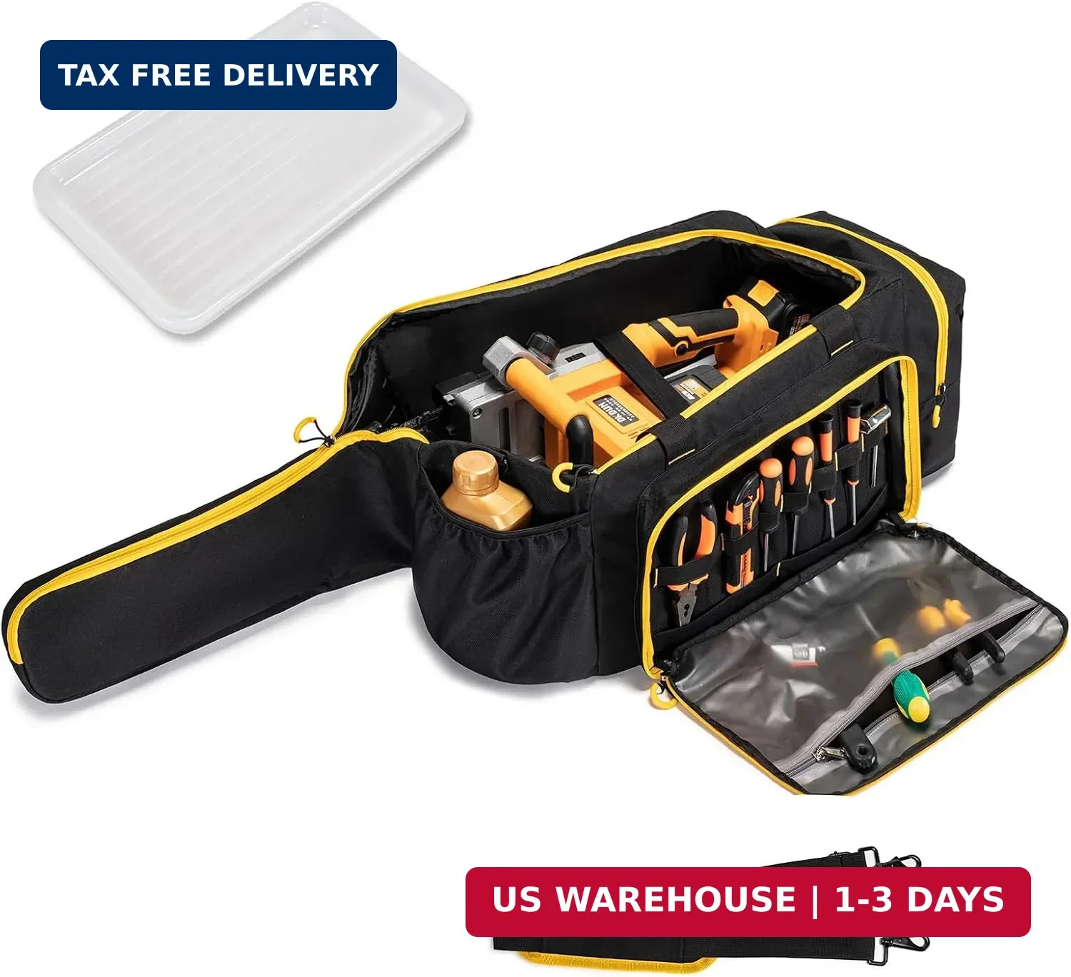 Chainsaw Case, Durable Chainsaw Bag with Removable Spill-proof & Wipe-clean Tray