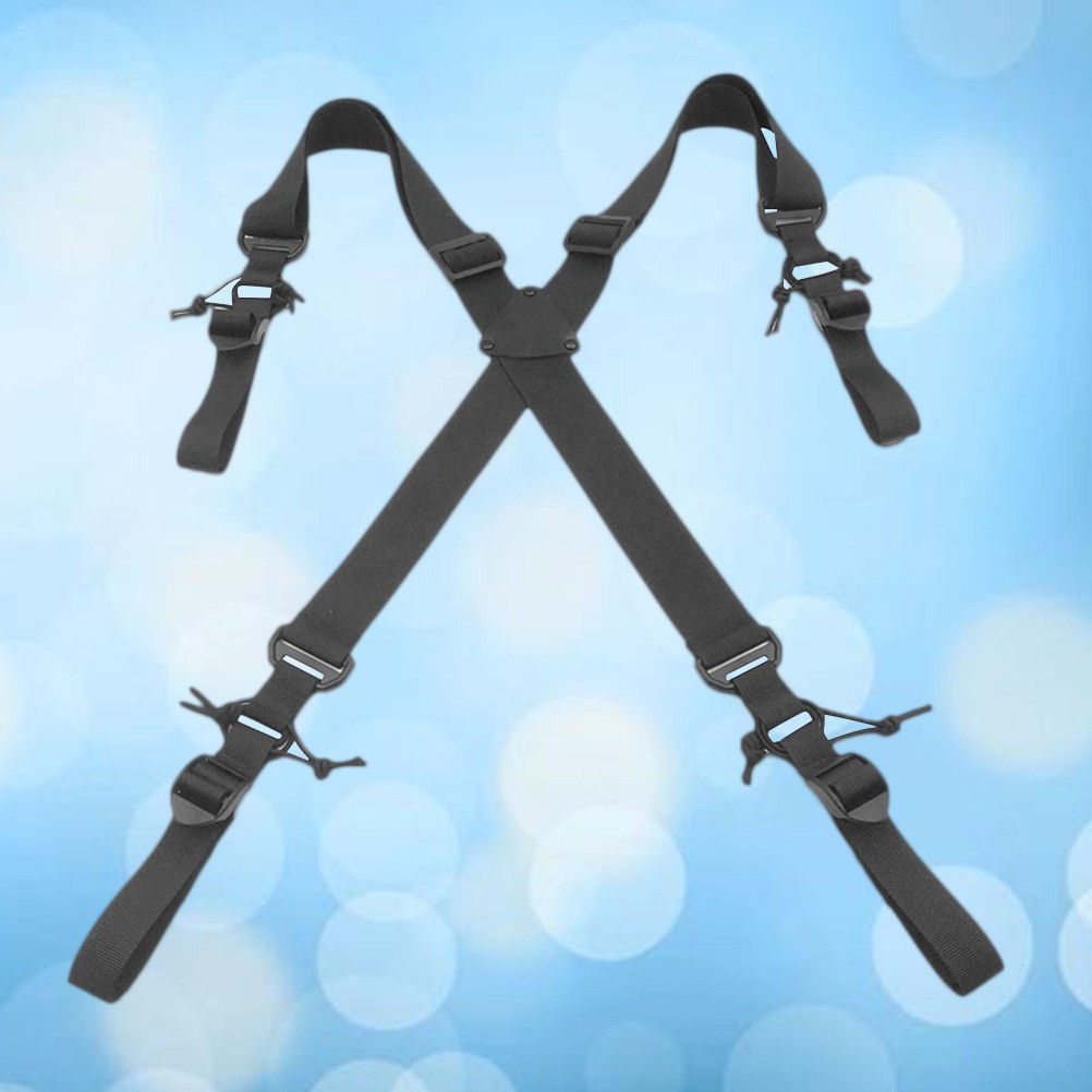 1 Pair Durable Adjustable Suspenders Bag X Back Heavy Duty for Outdoor Black