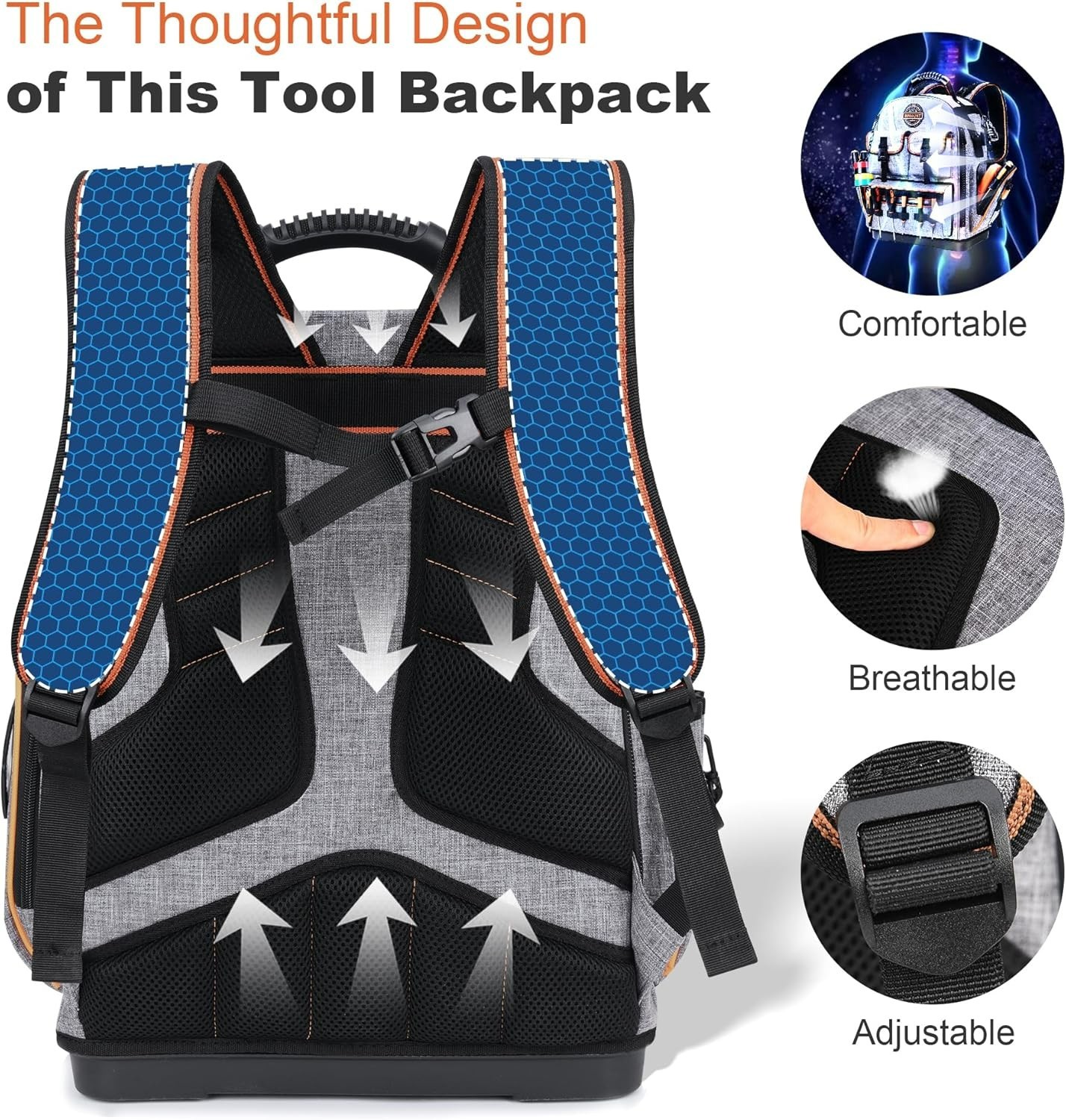 Tool Bag Backpack – Heavy Duty Tool Backpack Water-resistant HVAC Tool Backpa…