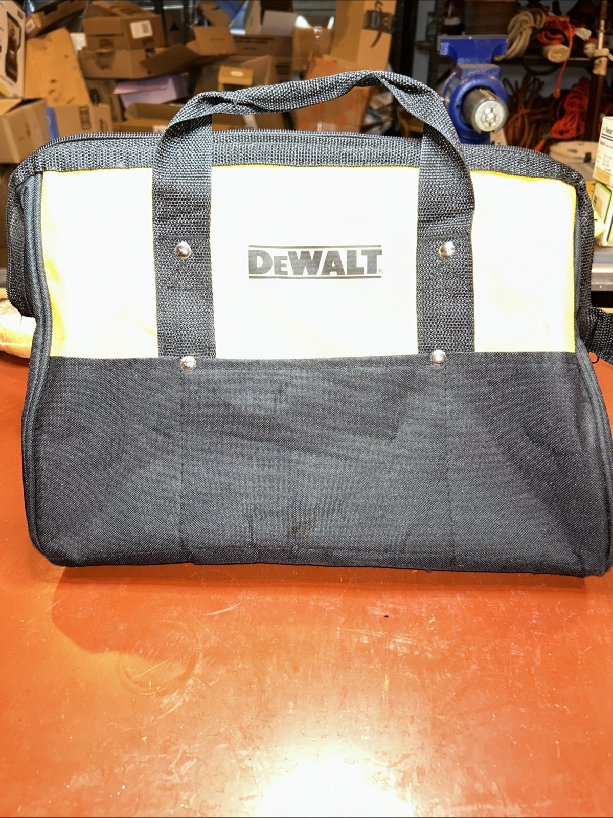 DeWalt Tool Tote Storage Organizer Bag: 15″x11″x9.5″ – Yellow + Black – Canvas