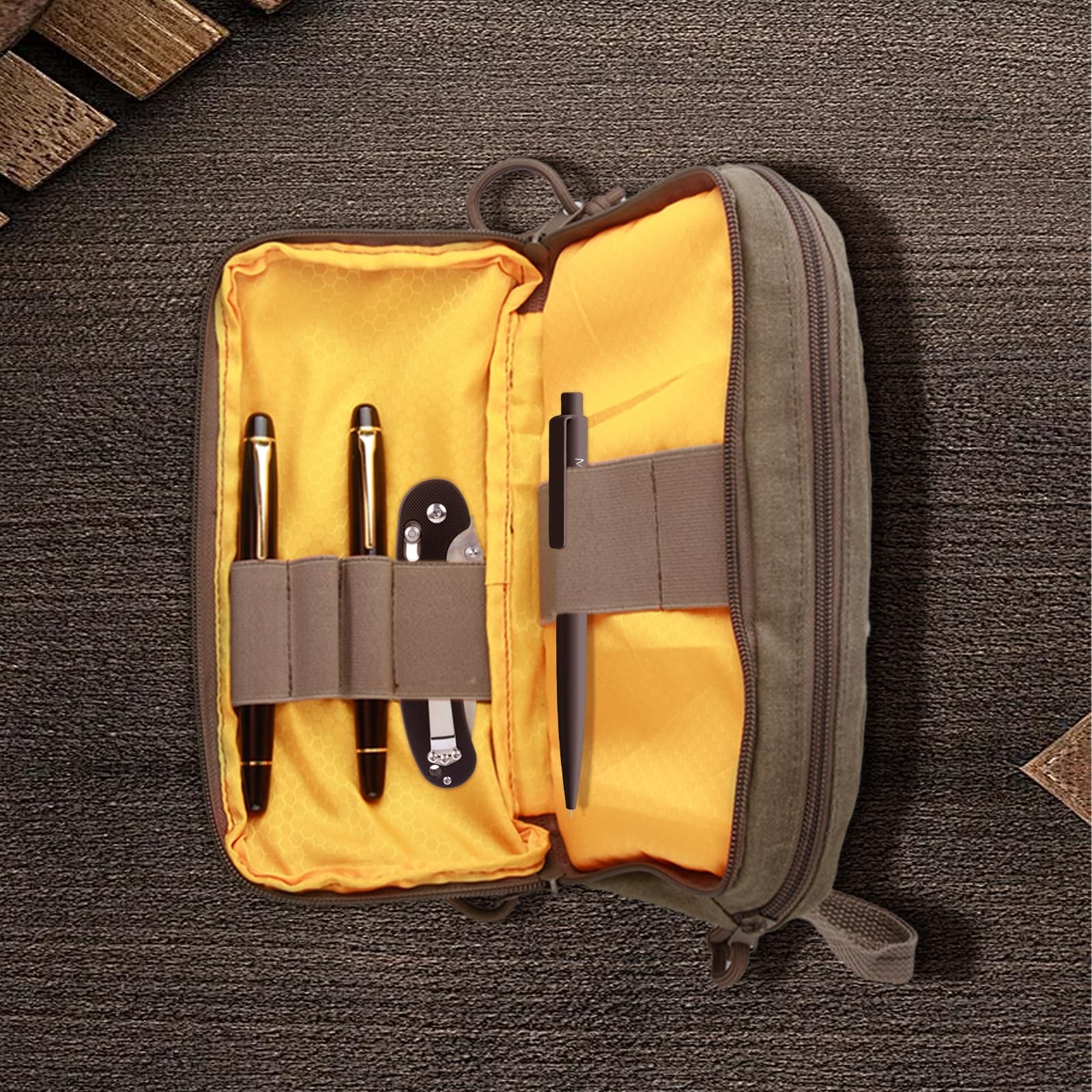 Multipurpose EDC Pouch Pen Case, Waxed Canvas EDC Bag, Small Tool Bag Pen Pou