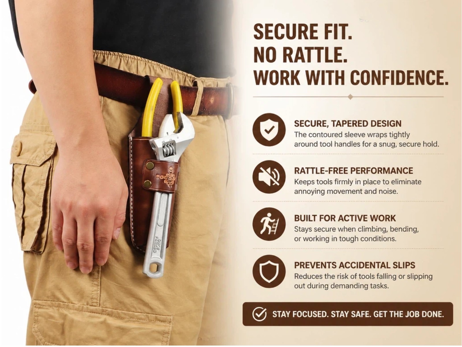 Tourbon Leather Garden Tool Belt Pouch 2-in-1 Pruner Shears Wrench Holder Case