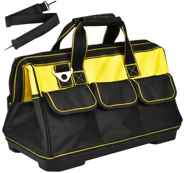 Bolsa Herramientas 16” Resistente 16 Bolsillos Correa Ajustable Base Impermeable