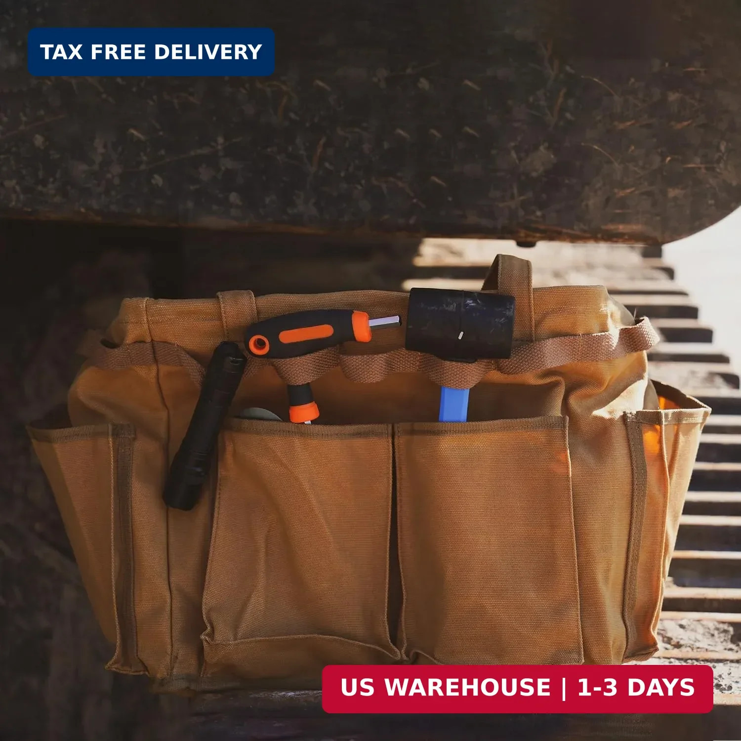 Water Resistant Gardening Tool Bag with Handles – 6 Pockets Utility Self-Standin