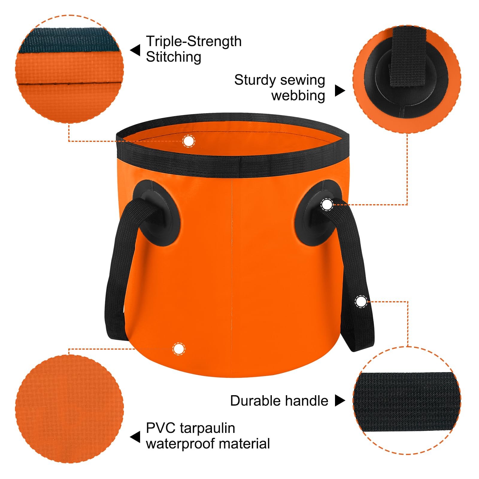 5 Gallon Bucket, Collapsible Bucket with Handle for Outdoor Beach Fishing Gar…