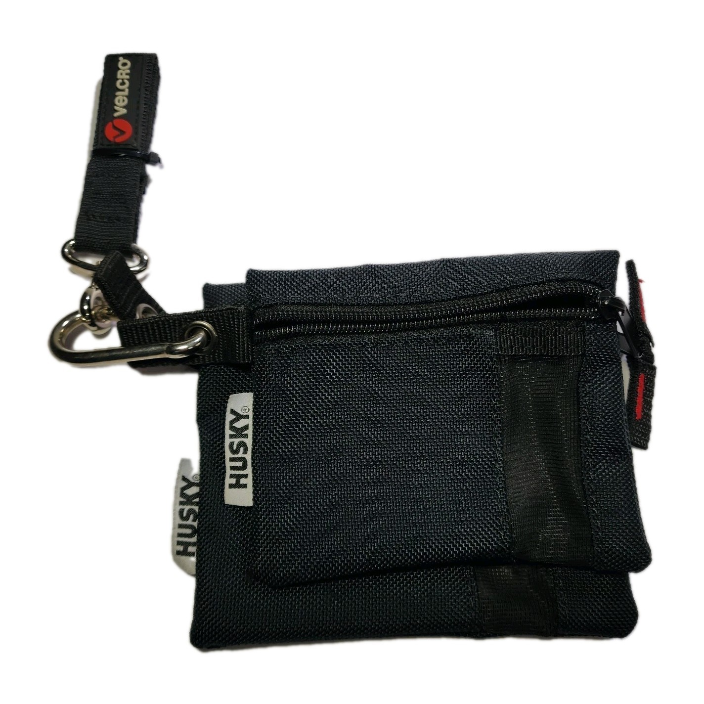 2 Husky Zipper Storage Pouches Work With Hook And Velcro Strap Set Mesh Strip