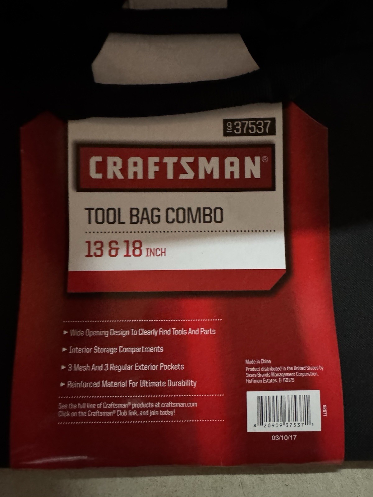 NOS Craftsman 13 Inch And 18 Inch Zippered Tool Bag Combo