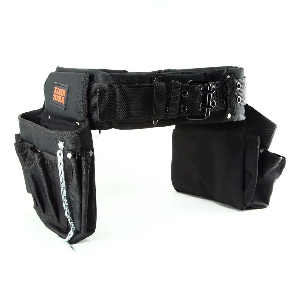 NEW Black Nylon Electricians Tool Belt Contractor Bag Pouch Storage Klein Tools