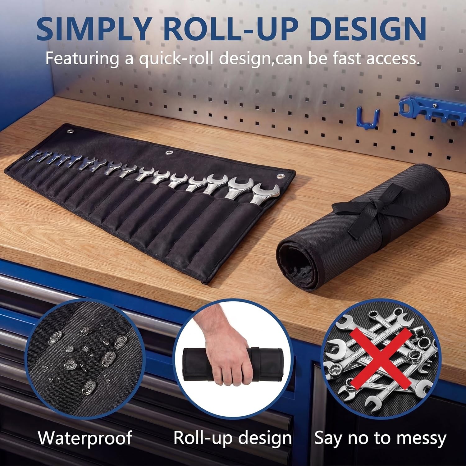 Wrench Roll Up Pouch,16-Pocket Heavy Duty Roll Up Tool Bag,Sturdy Waterproof …