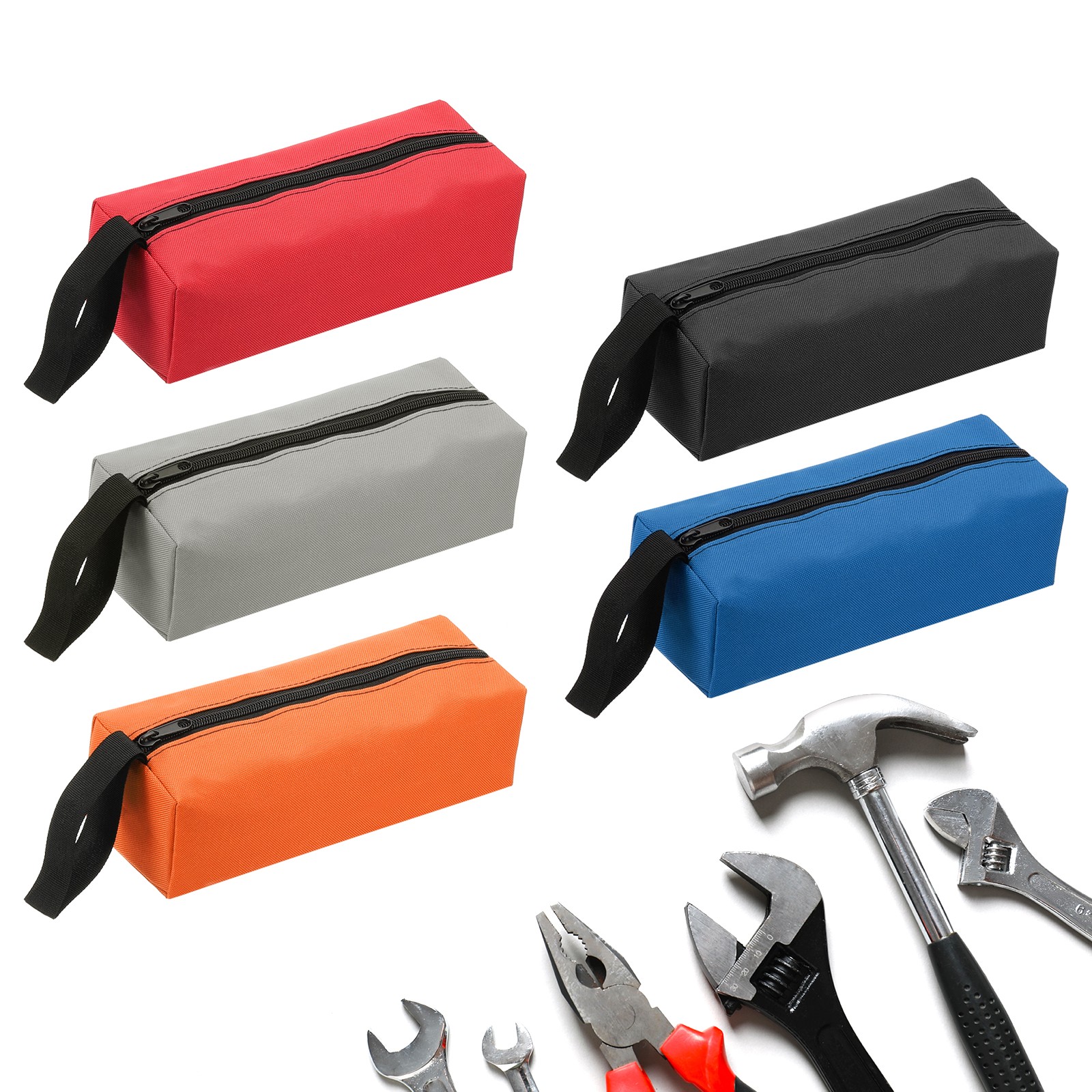 5pcs Zipper Utility Tool Bag 9.8×3.3×2.8 Inch Multi-purpose Tote Bag 5 Color