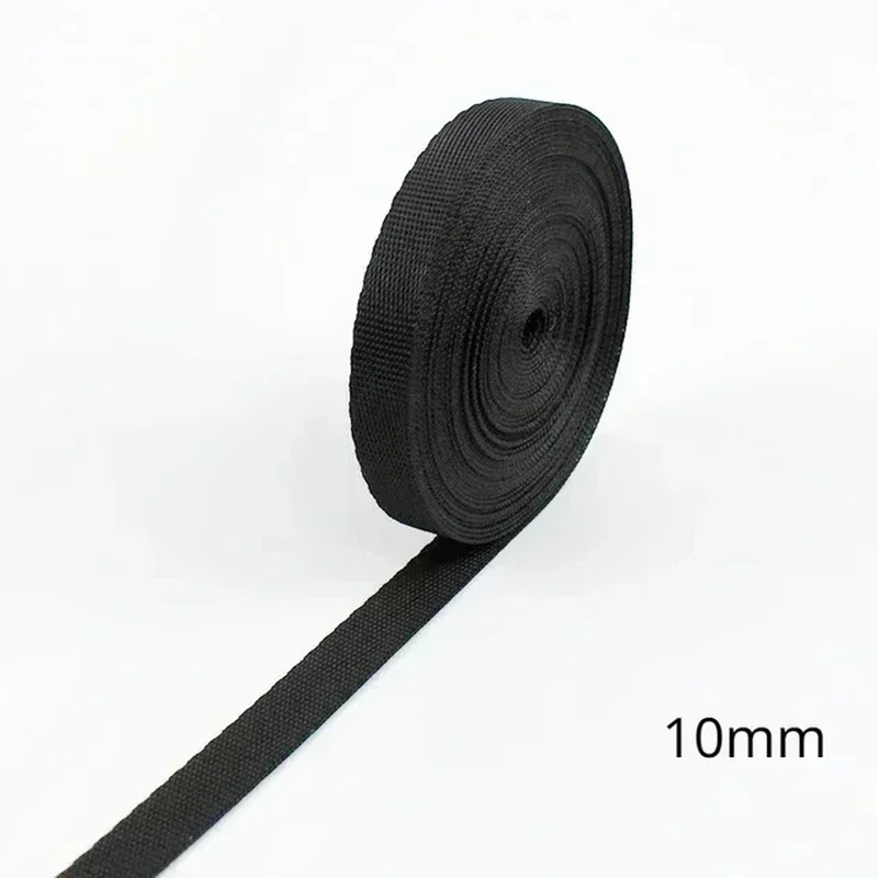 5M Black Nylon Webbing Tape 10-100mm Strap for Backpack Pet Collar Belt