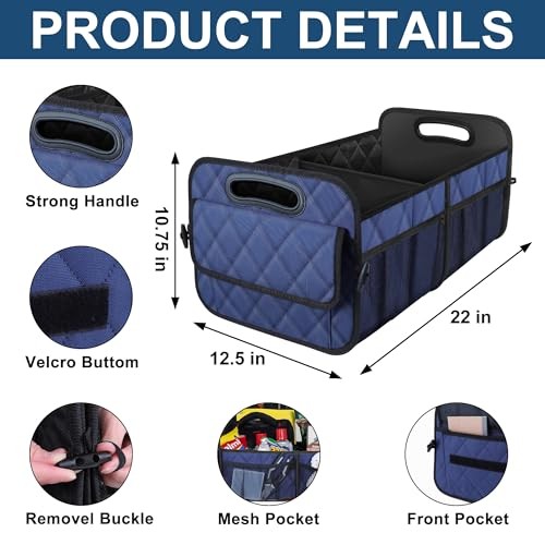 Dark Blue Car Trunk Organizer for SUV – Medium Dark Blue Storage