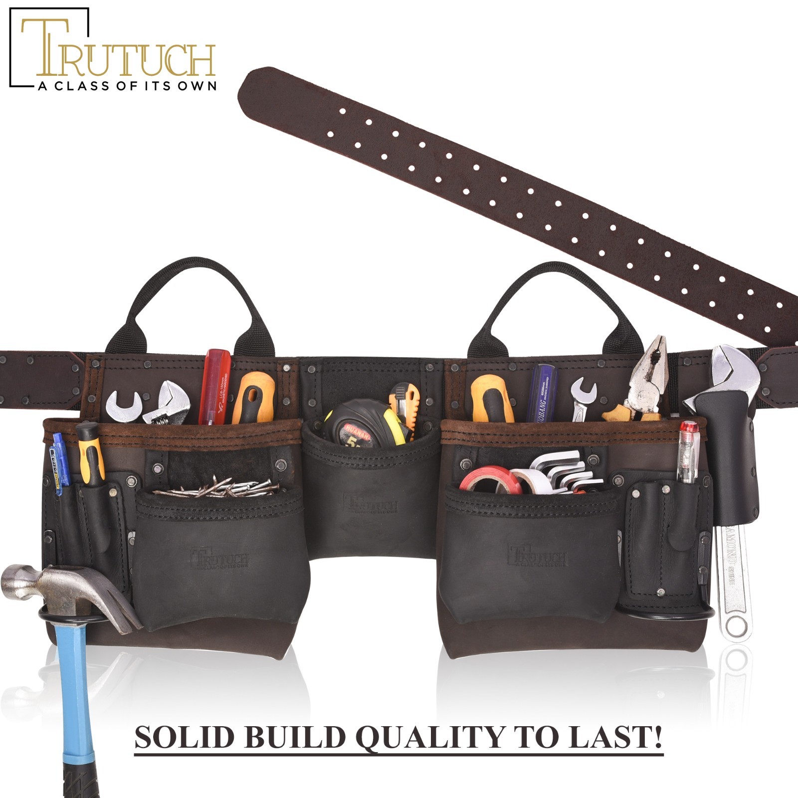 Trutuch Brown Combine Leather Tool Belt | Drywall Tool Belt | Construction