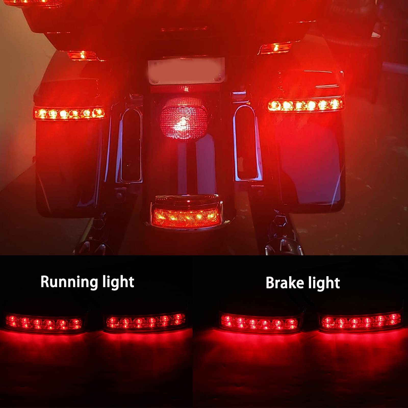 2PCS LED Saddlebag Motorcycle Tail Lights with Brake Light Running Turn Signa…