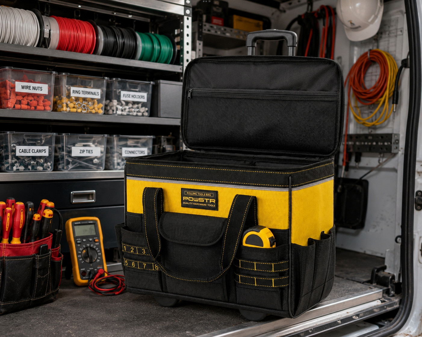 21-Inch Rolling Tool Bag with Wheels Heavy Duty Waterproof Telescoping Handle