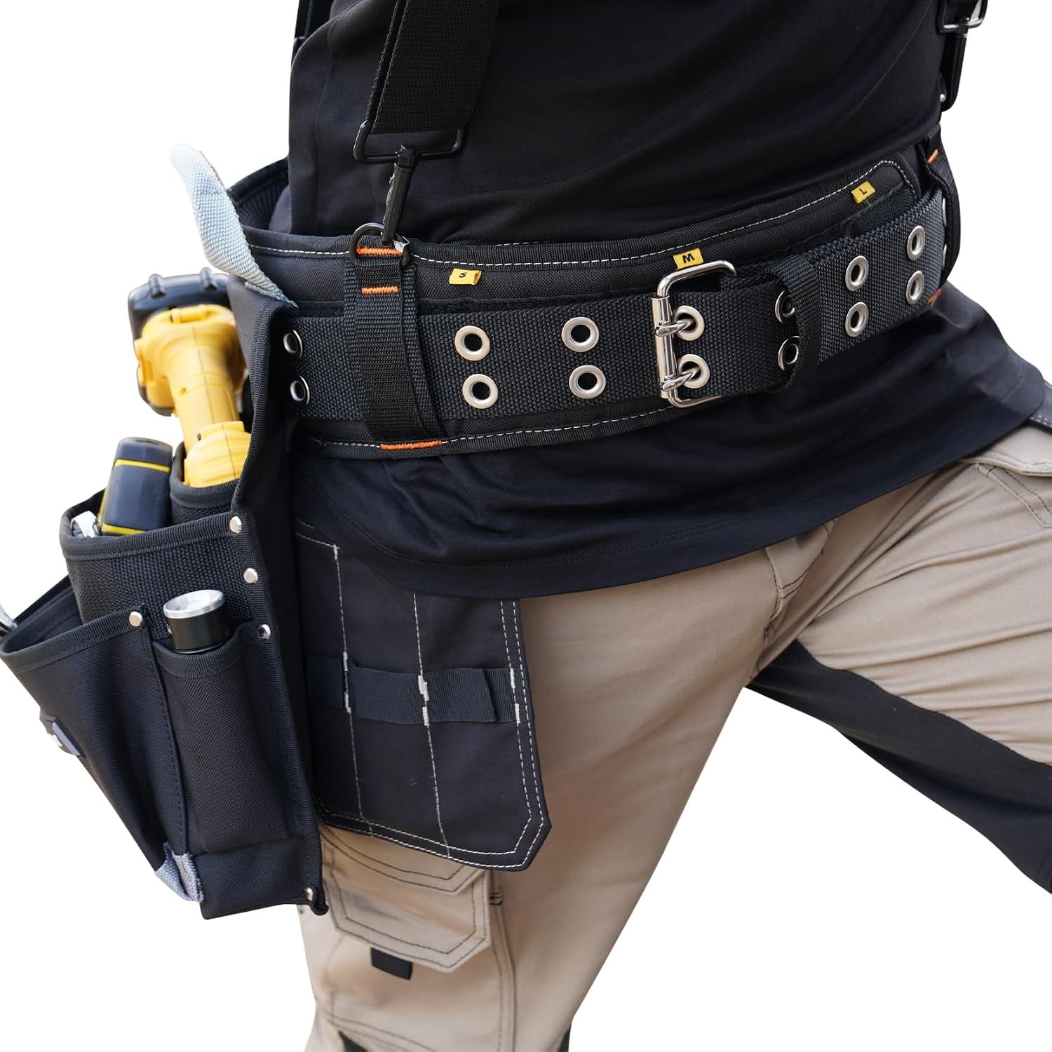 20-222 Heavy Duty Polyester Tool Rig Padded Belt Black for Construction
