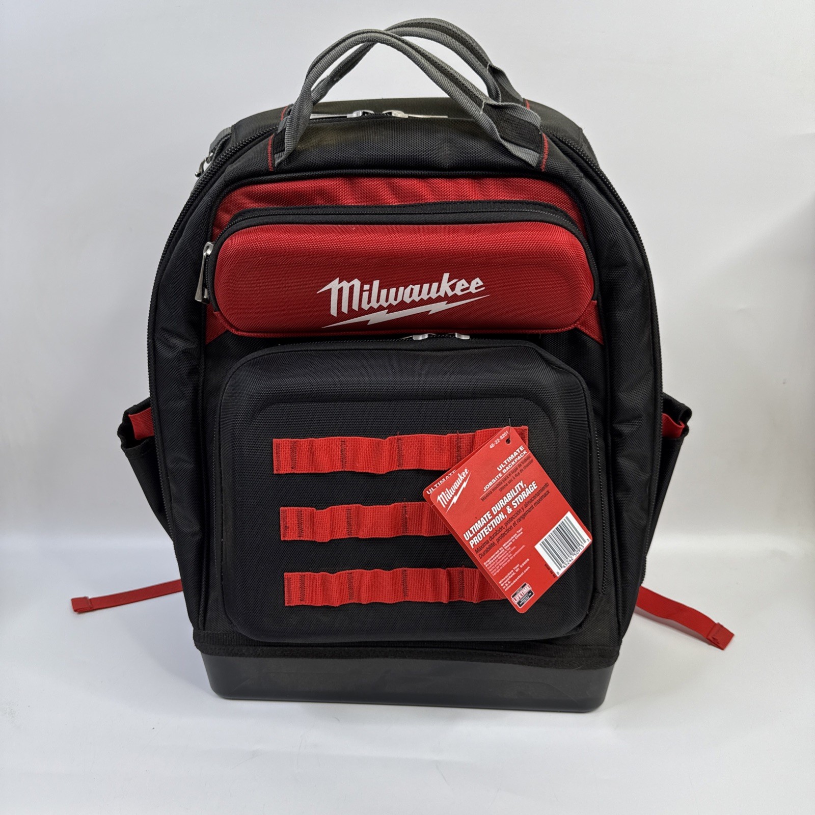 Milwaukee 48-22-8201 48-Pocket Hard Molded Ultimate Jobsite Backpack, Black/Red