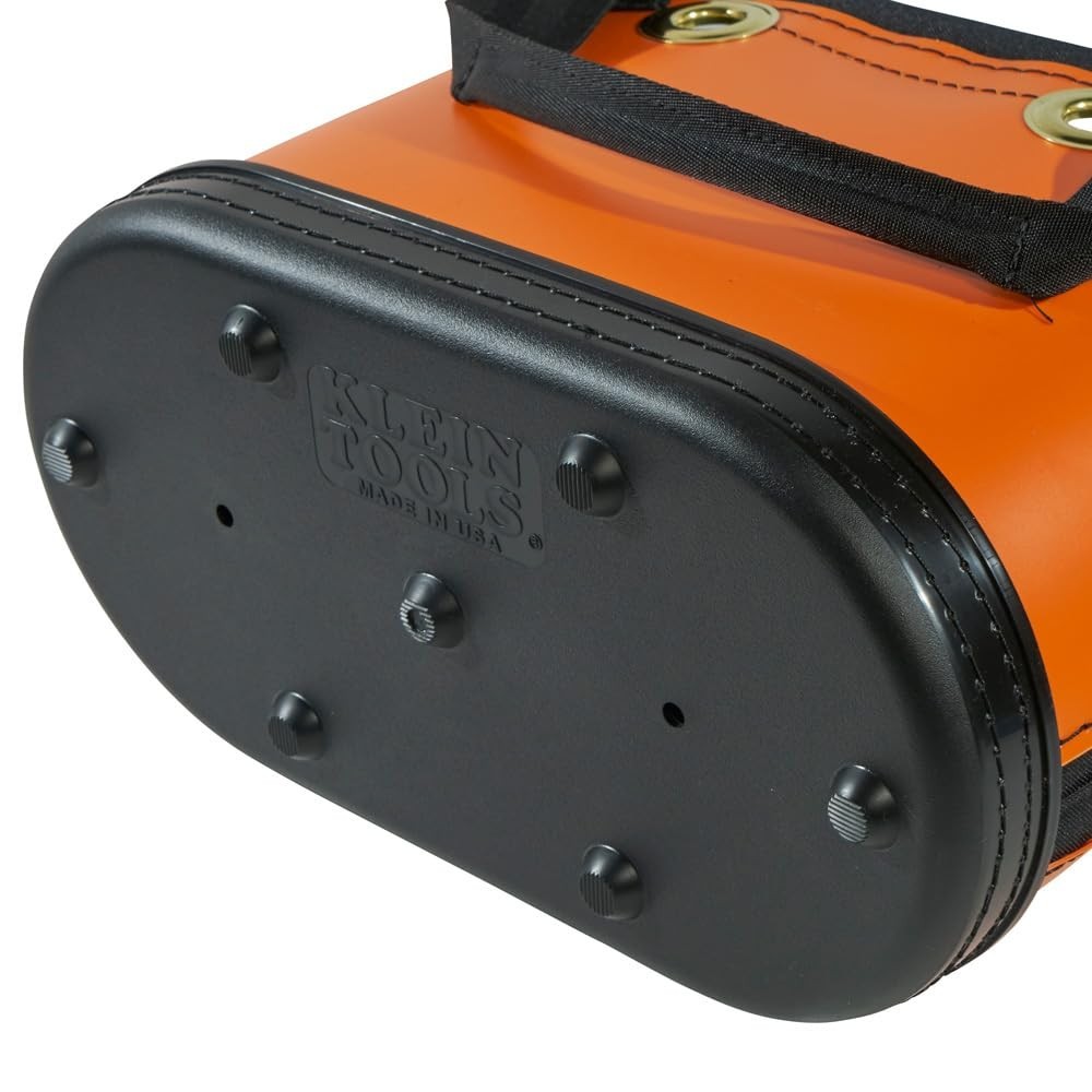 Hard-Body Oval Tool Bucket Organizer with Knife Sheath & 14 Pockets – Orange/Bla