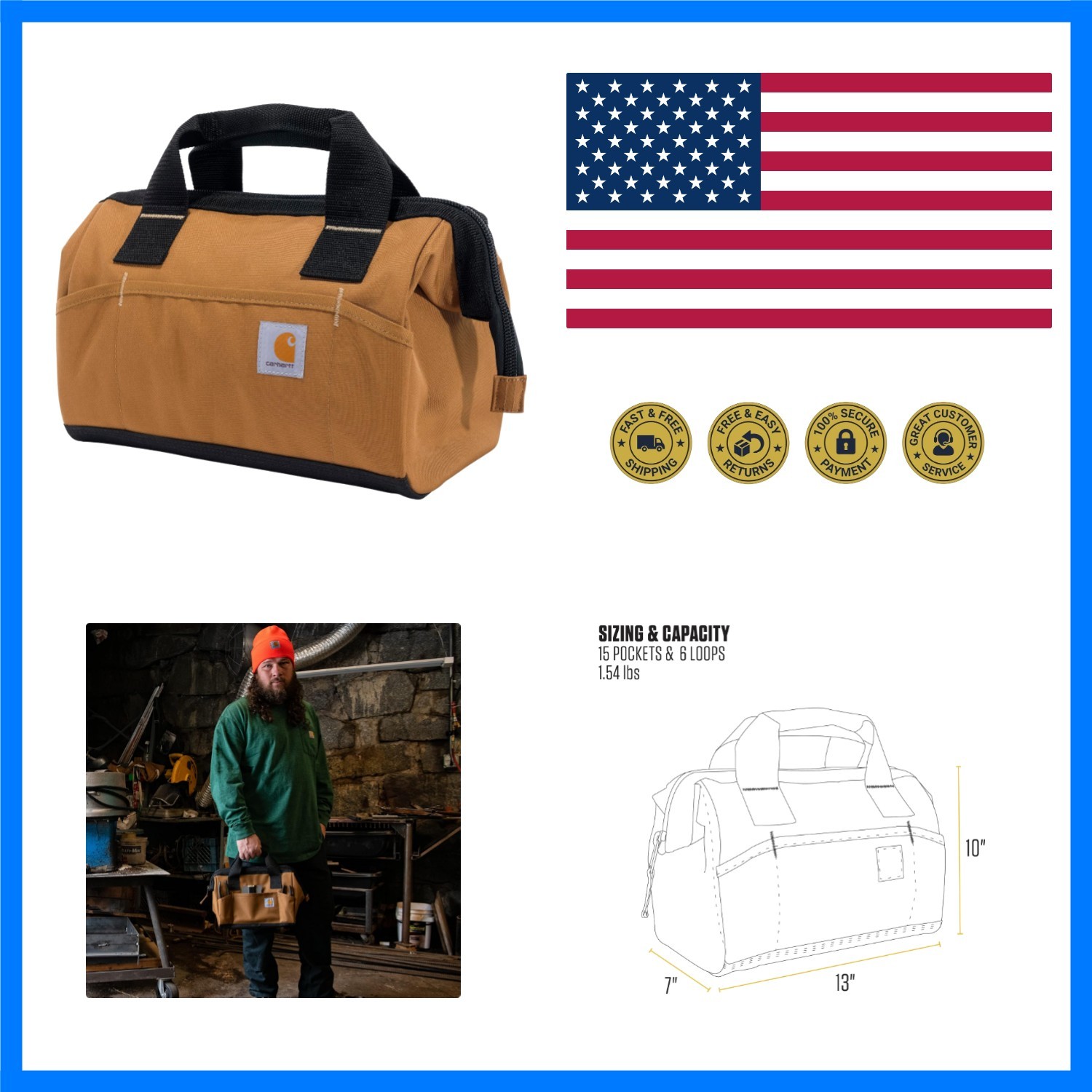 Utility Small Tool Bag Brown | Onsite, Durable Water-Resistant, Tool Storage …