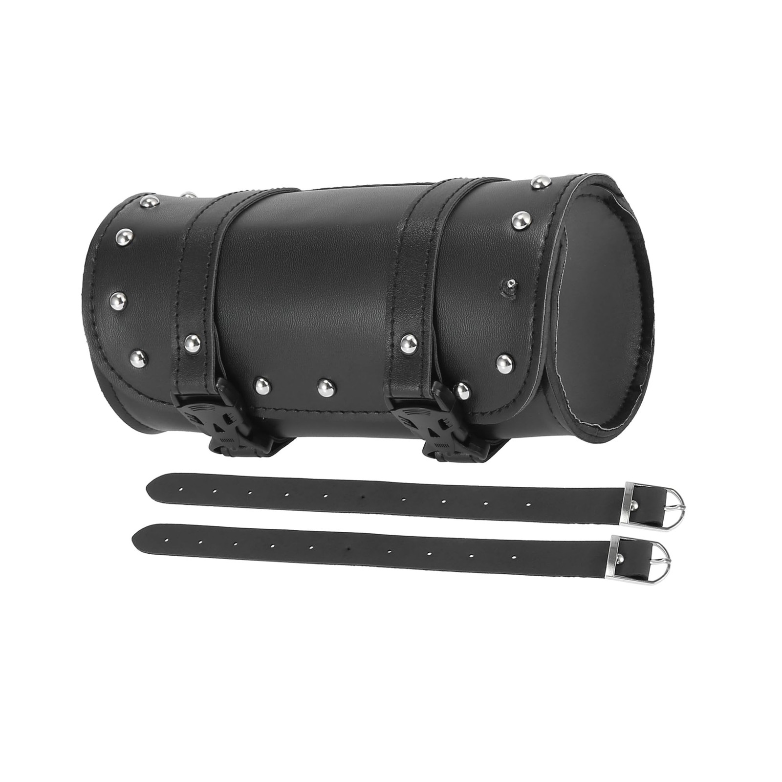 Universal Motorcycle Fork Handlebar Tool Bag Storage Pouch Faux Leather Black